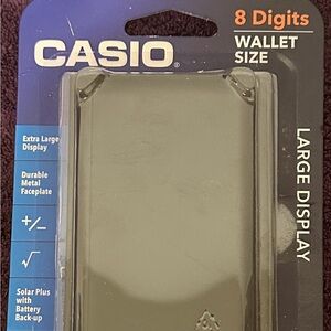 Casio 8 digits wallet size large display solar plus battery backup New